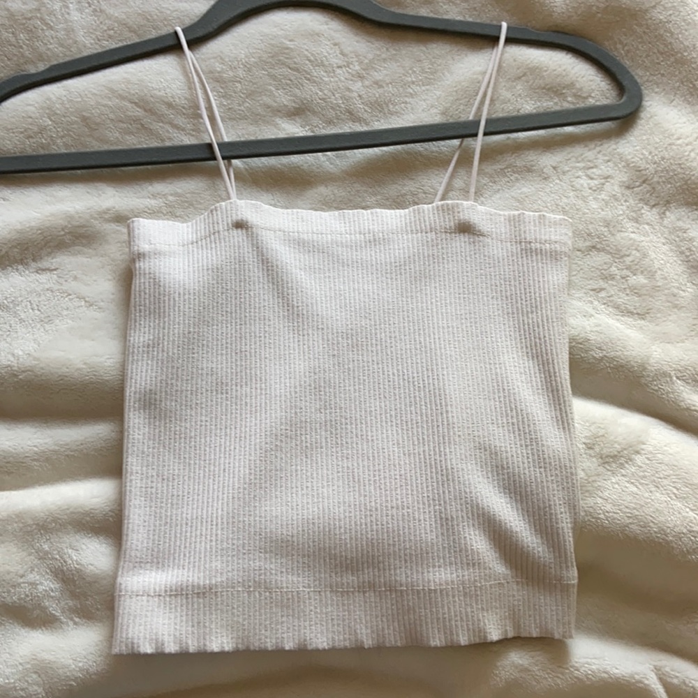white square neck spaghetti strap cropped tank top